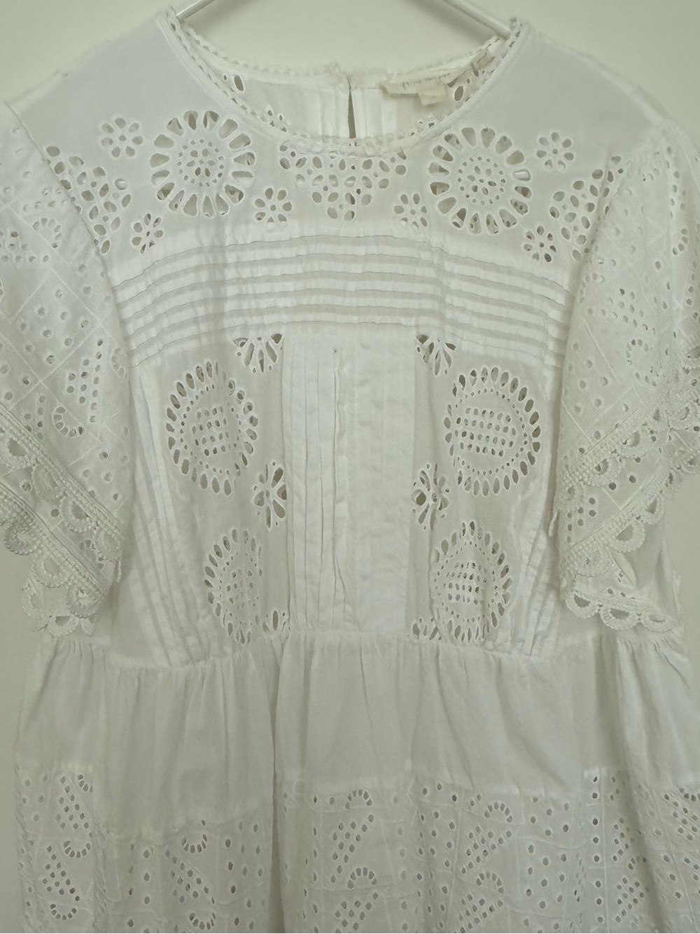 White Eyelet Lace Peplum Tunic Top - Women's